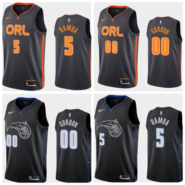 

mens youth kids orlandomagics bamba gordon city 2019-20 edition swingman basketball jersey, Black;red