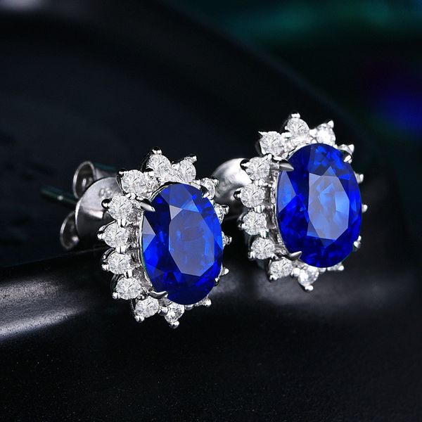 

choucong charm princess diana stud earring sapphire cz diamond 925 sterling silver wedding earrings for women party jewelry gift, Golden;silver