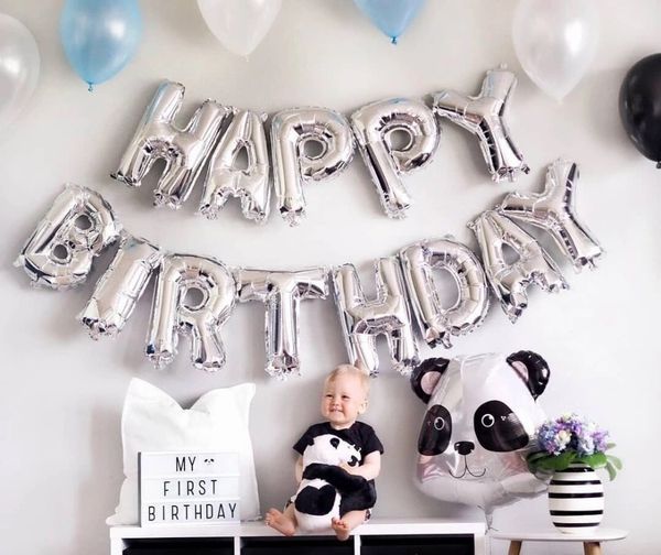 

1 set deco happy birthday banner paper garland ballon bunting first birthday 1st birthday decoration garland paper boy girl baby