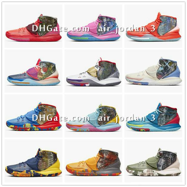 

kyrie 6 pre-heat nyc miami houston la shanghai beijing guangzhou taipei tokyo manila berlin heal the world basketbal shoes cn9839-100-101 a3, Black