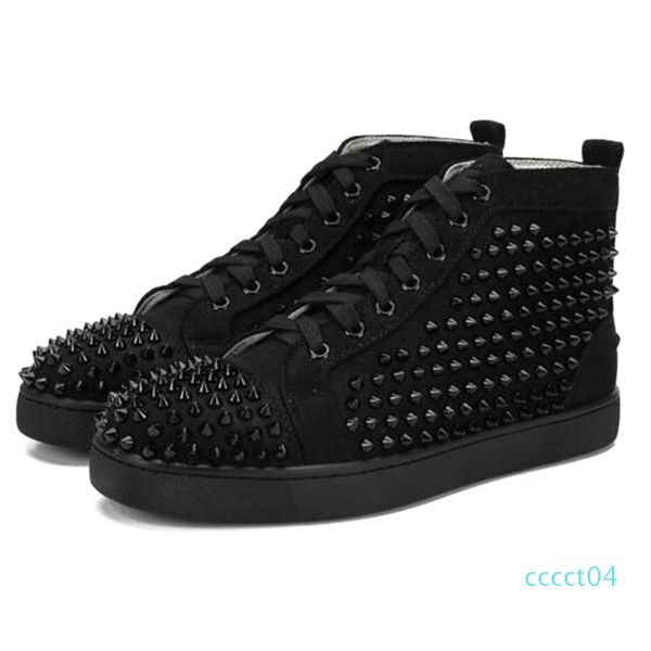 

brand designer luxury mens red bottoms shoes studded spikes womens spike shoes party lovers fashion genuine leather platform sneakers ct04, Black