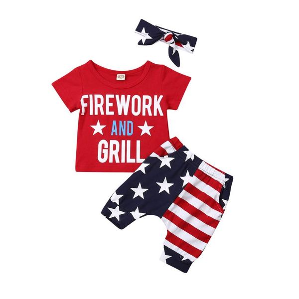 

cute toddler kids boys clothes independence day t-shirt+shorts pants summer outfit, White
