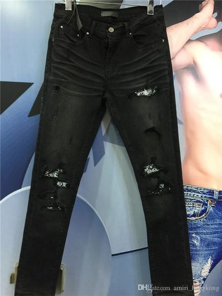 

new arrival mens designer black jeans fold stripe style hole jeans fashion mens jeans slim motorcycle biker causal hip hop us size 29-40, Blue