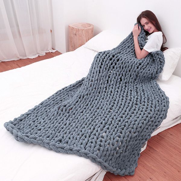 

large chenille hand woven blankets knit blanket soft and comfortable for bed couch sofa winter soft warm throw