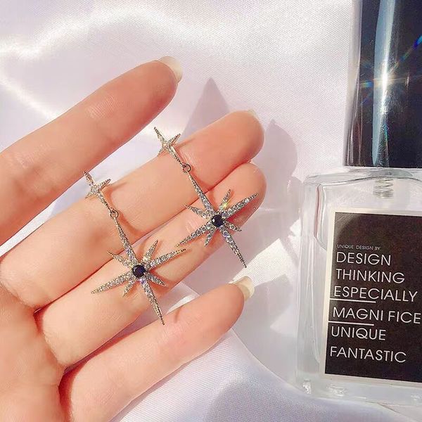 

s1335 fashion jewelry s925 silver post rhinstone star earrings star dangle stud earrings