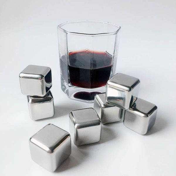 

stainless steel ice cube whiskey metal cubes red wine stones ice cooler cubes for beer bar household wedding party