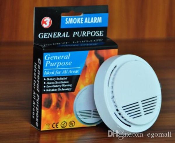

white wireless smoke detector system with 9v battery operated high sensitivity stable fire alarm sensor suitable for detecting home security