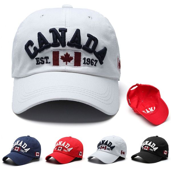 

1pc new baseball cap canada letters and flag embroidery cotton hat snap back adjustable for men women leisure hat cap, Blue;gray