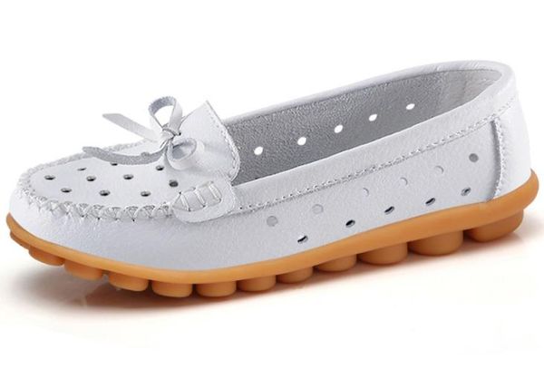 

women shoes non-slip comfortable leather flats women's casual shoes 1266, Black