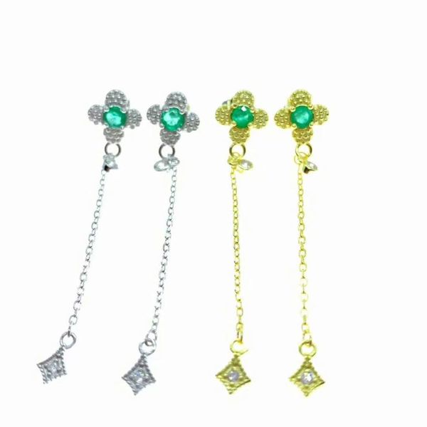 

shilovem 925 sterling silver real natural emerald classic fine jewelry women party gift new wholesale de3.53.5722agml, Golden;silver
