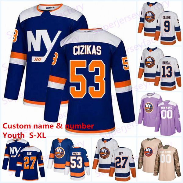 

youth 53 casey cizikas new york islanders jersey 13 mathew barzal 47 leo komarov 27 anders lee 2 nick leddy 17 matt martin hockey jerseys, Black;red