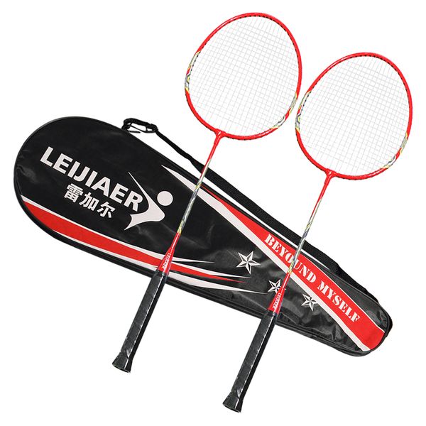 

2 player badminton racket set indoor outdoor sports students training practice badminton racquet with cover bag red / blue