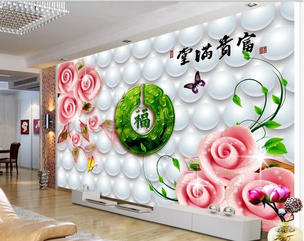 3d Room Wallpaper Custom Photo Starlight Jade Carving Water Fresh Jade Rose Tv Background Wall Home Improvement Art Canvas Pictures High Definition