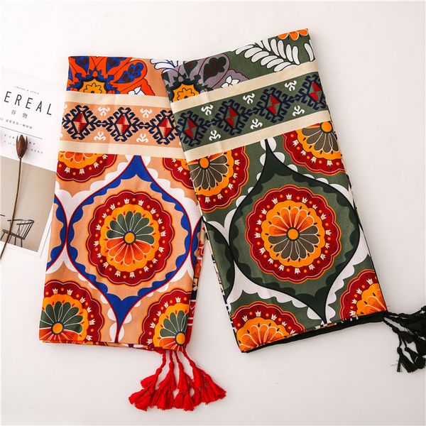 

silk scarf woman sunscreen shawl autumn is the way to make money. scarf scarf sandy beach a piece of cloth super nation wind shawl, Blue;gray