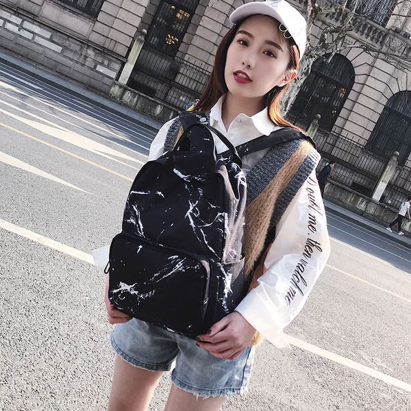 

new style marbling backpack men's and women's fashion trendy bag campus student school bag large capacity travel backpack