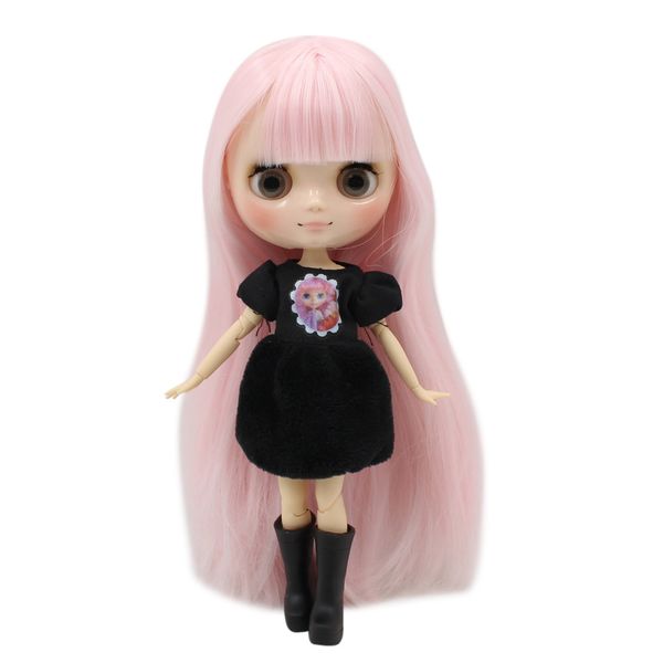 

middle blyth 1/8 doll nude transparanted skin joint body 20cm light pink straight hair with bangs no.210bl2352 t200428