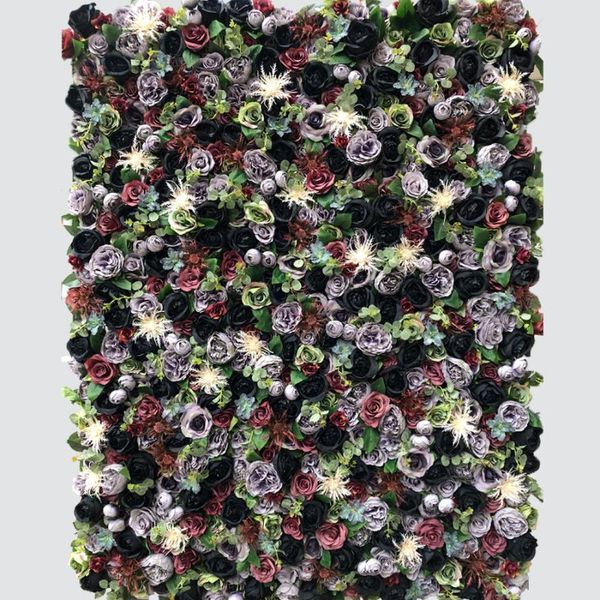 

decorative flowers & wreaths 3d artificial flower wall wedding background fake black gray rose plants gy788