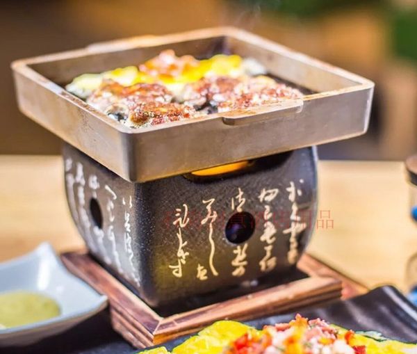 

mini square rock barbecue pan japanese text barbecue grills bbq on table teppanyaki steak plate high temperature stone plate 032-2