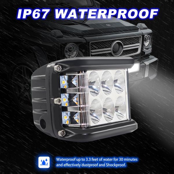

45w three-sided flashing led off-road work light spotlight floodlights driving lights refitted car daytime running lights