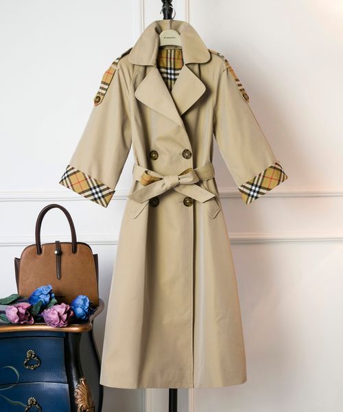 

Fa hion women 039 new fa hion double brea ted loo e long tyle trench coat high end atmo pheric coat, Tan;black