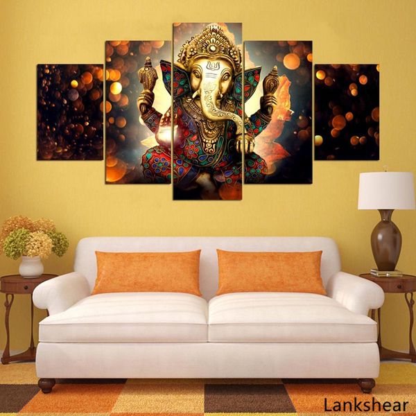 

canvas painting wall art home decor for living room hd prints 5 pieces elephant trunk god modular poster ganesha pictures