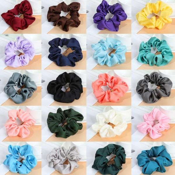 

fashion ribbon childrens ins solid elastic hairband  colors european style baby girls sweet princess hair ring kids scrunchy, Slivery;white