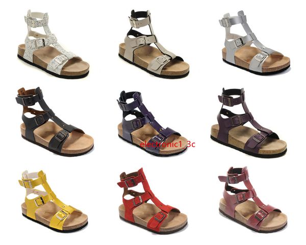 

new style brand arizona men flat heel sandals women multaicolor summer casual shoes buckle genuine leather shoes