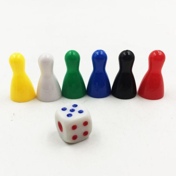 

6pcs colorful pieces pawn chess plastic pieces dice set for board card games