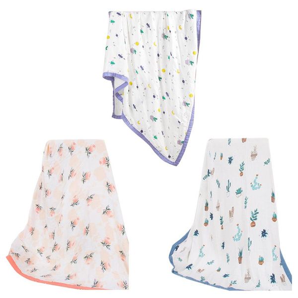 

muslin bamboo cotton baby blankets cartoon print soft breathable toddler baby bath towel newborn swaddle wrap