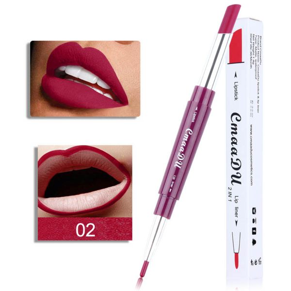 

cmaadu 6 colors lip line pen double-end lipstick waterproof long-lasting non-stick cup moisturizing lip gloss pencil tslm2