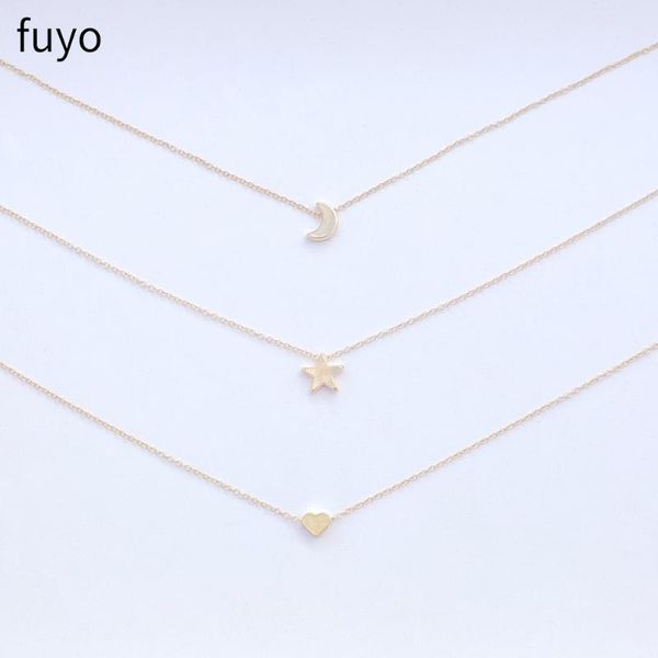 

2020 bohemian heart moon star choker necklace on neck chain pendant necklace for women round chain chocker bijoux jewelry, Golden;silver