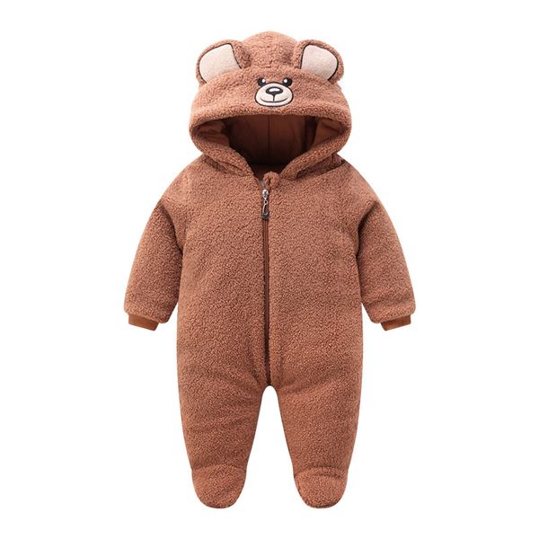 

baby winter coveralls thick baby cotton long-sleeve hooded bear romper climbing clothes, Blue