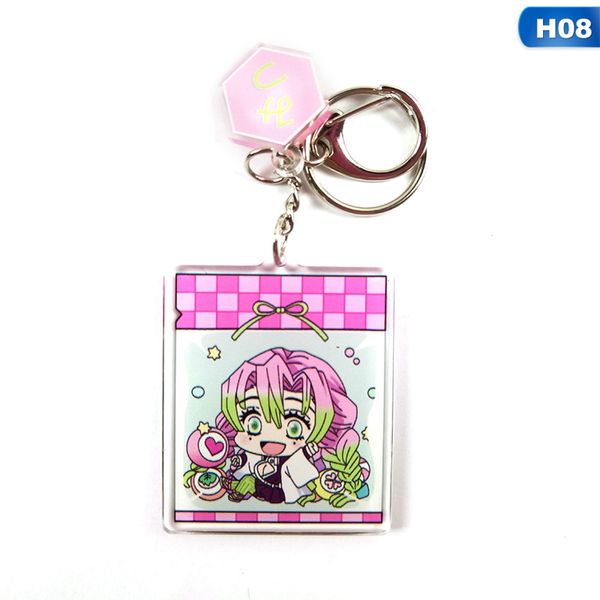 

anime demon slayer: kimetsu no yaiba keyring square acrylic keychain cosplay anime gifts, Silver