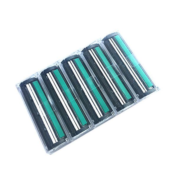 

double layers manual stainless steel safety razor handle + 30pcs replacement blade head bear hair shaving set for men