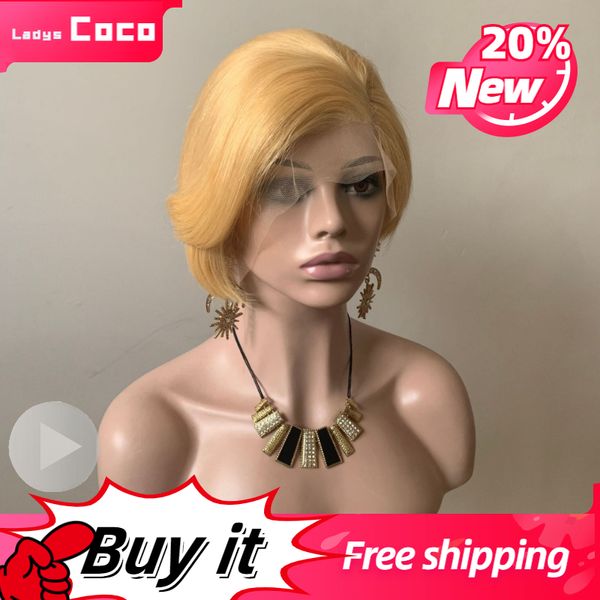 

womens wigs 613 bob human hair lace front remy wigs hand made luxury 613 blonde lace front wig human hair, Black;brown