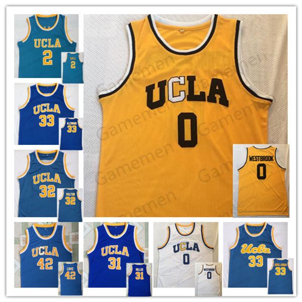 

ucla 0 westbrook 2 ball 33 abdul-jabbar 42 love 31 miller ncaa college men basketball stitched jersey quailty, Black;red