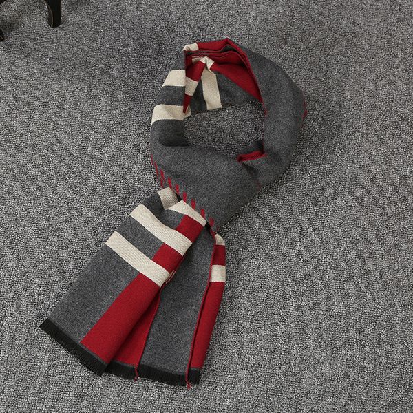 

winter scarf men faux cashmere striped knitted scarves tassel fashion bussiness design male scarf shawl warm echarpe homme s005, Blue;gray