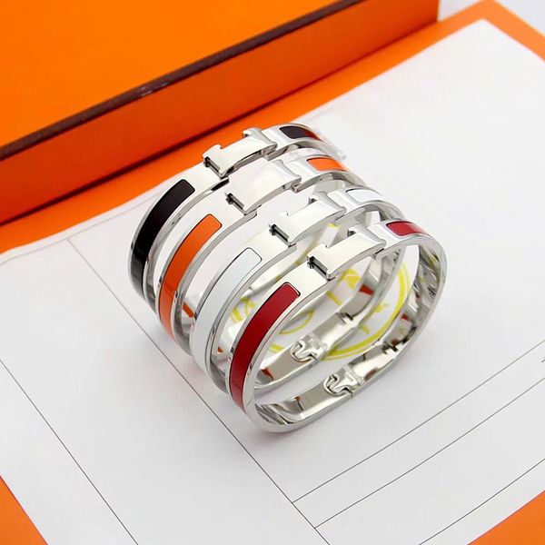 

new jewelry women bracelets stainless steel bangles fashion h letter bracelets gold cuff wide bangle for women fashion luxury designer, Golden;silver