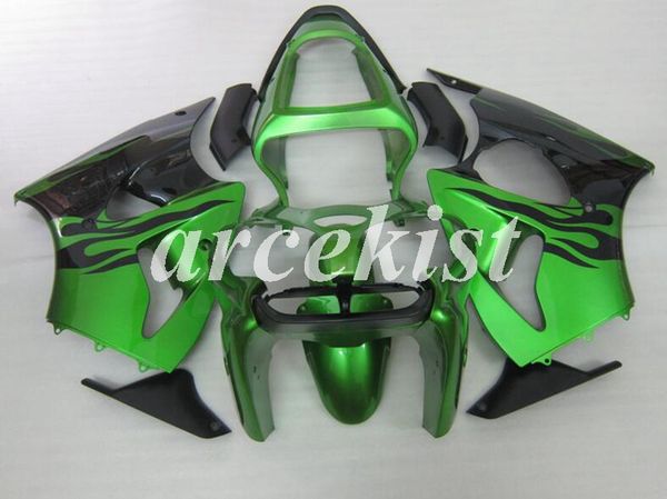 

motorcycle new abs injection full fairings kit fit for kawasaki ninja zx-6r 2000 2001 2002 636 zx6r bodywork set black green flame