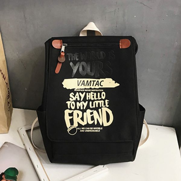 

2020 new style backpack printed cool student bags korean version shoulders bag versatile travel bag large capacity canvas