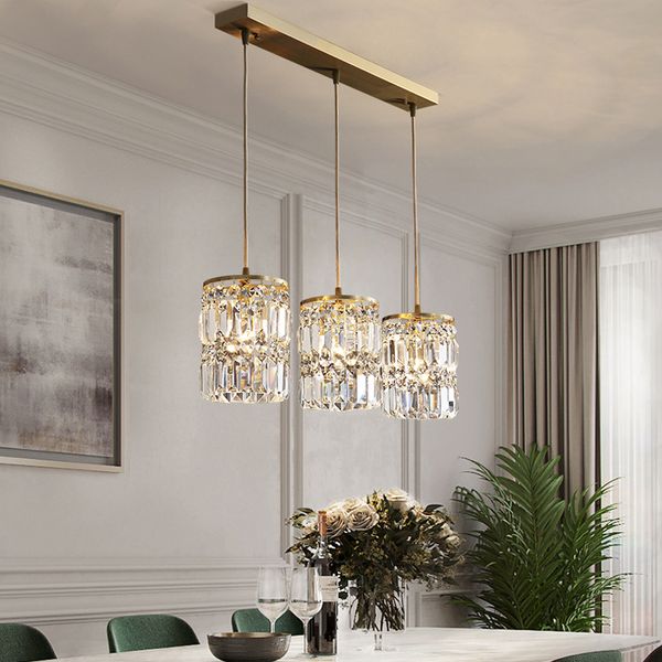 

postmodern minimalist pendant light luxury dining room chandelier personality household crystal pendant lamp single head three hanging light
