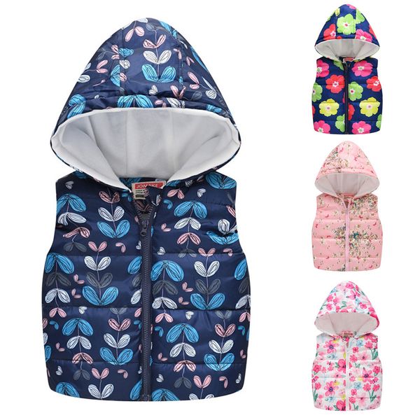 

2019 new winter autumn toddler kids baby grils boys floral vest warm baby waistcoat outwear coat roupa infantil for grils boys, Blue