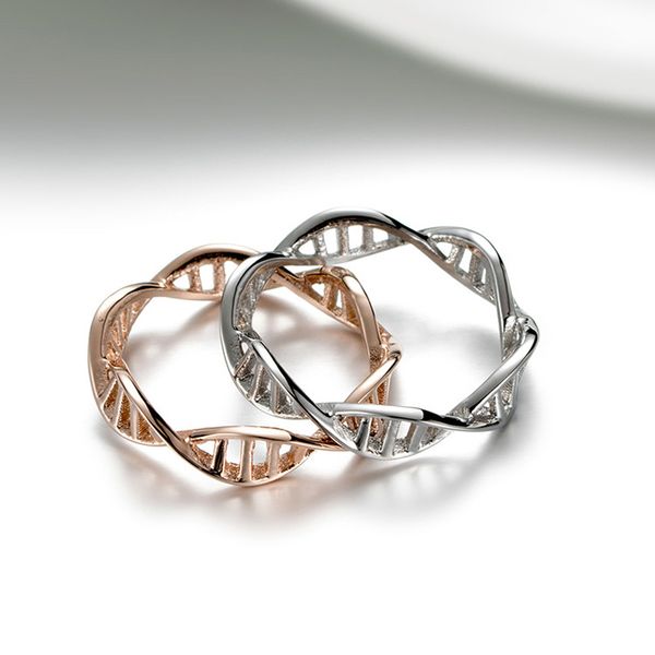 

infinity dna double spiral steel/rose gold color ring for women stainless steel ladies twist minimalist style finger ring anel, Silver