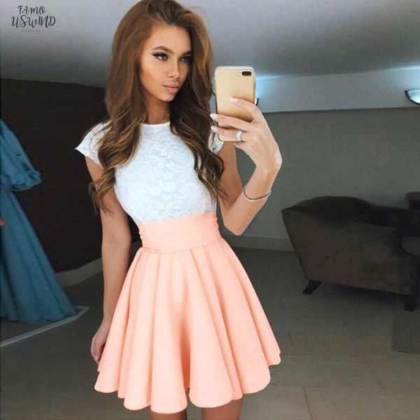 

women dress vintage lace patchwork twill a line party dress long sleeve o neck solid mini dress 2020 summer fashion chic women, Black;gray