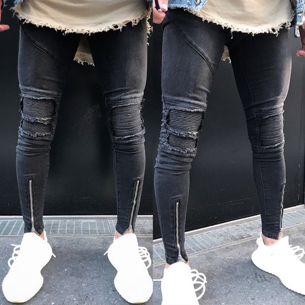 

2017 New Autumn Fashion Ripped Jeans Men Long Trousers Skinny Distressed Ankle Zipper Jeans Denim Pants Plus Size