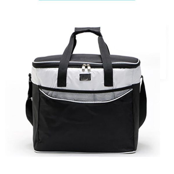 

handle thermal insulated lunch bag adjustable strap cooler portable outdoor picnic storage oxford cloth drinks zipper, Blue;pink