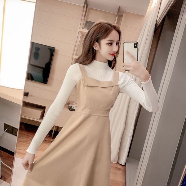 

2019 the new autumn women two piece set dress long sleeve vintage elegant fashion casual korean party ladies maxi clothes, Black;gray