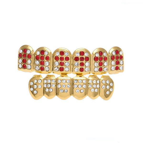 

лучшие моды красочные алмазный зубов grillz cross роскошные регулируемая стоматологическая грили hip hop gold grillz зубы комплект ювелирных, Black