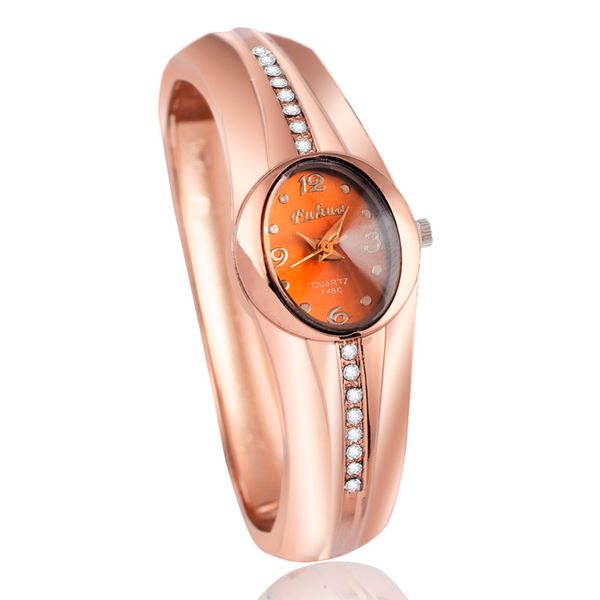 

a6 new sell fashion women quartz watches popular designer rhinestone watch rose gold ladies bangle watch relogio feminino, Slivery;brown