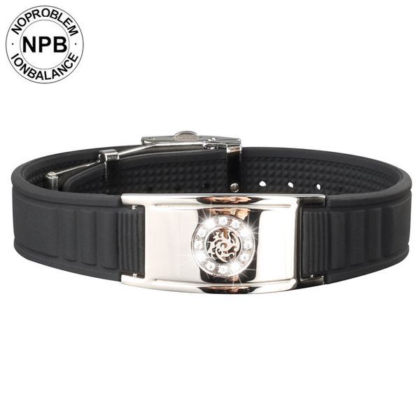 

noproblem fda anti-fatigue theapy health hologram power magnetic choker wristband tourmaline germanium bracelet, Golden;silver